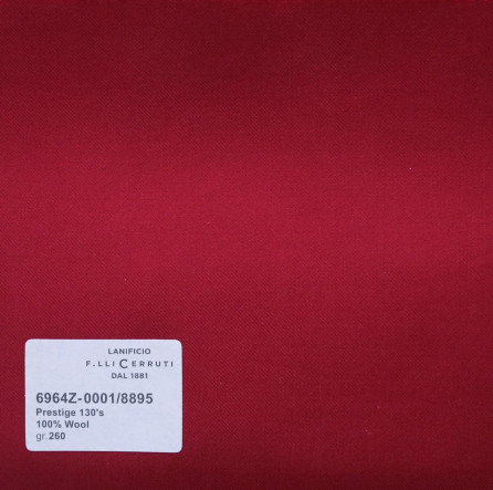 6964z-0001/8895 Cerruti Lanificio - Vải Suit 100% Wool - Đỏ Trơn